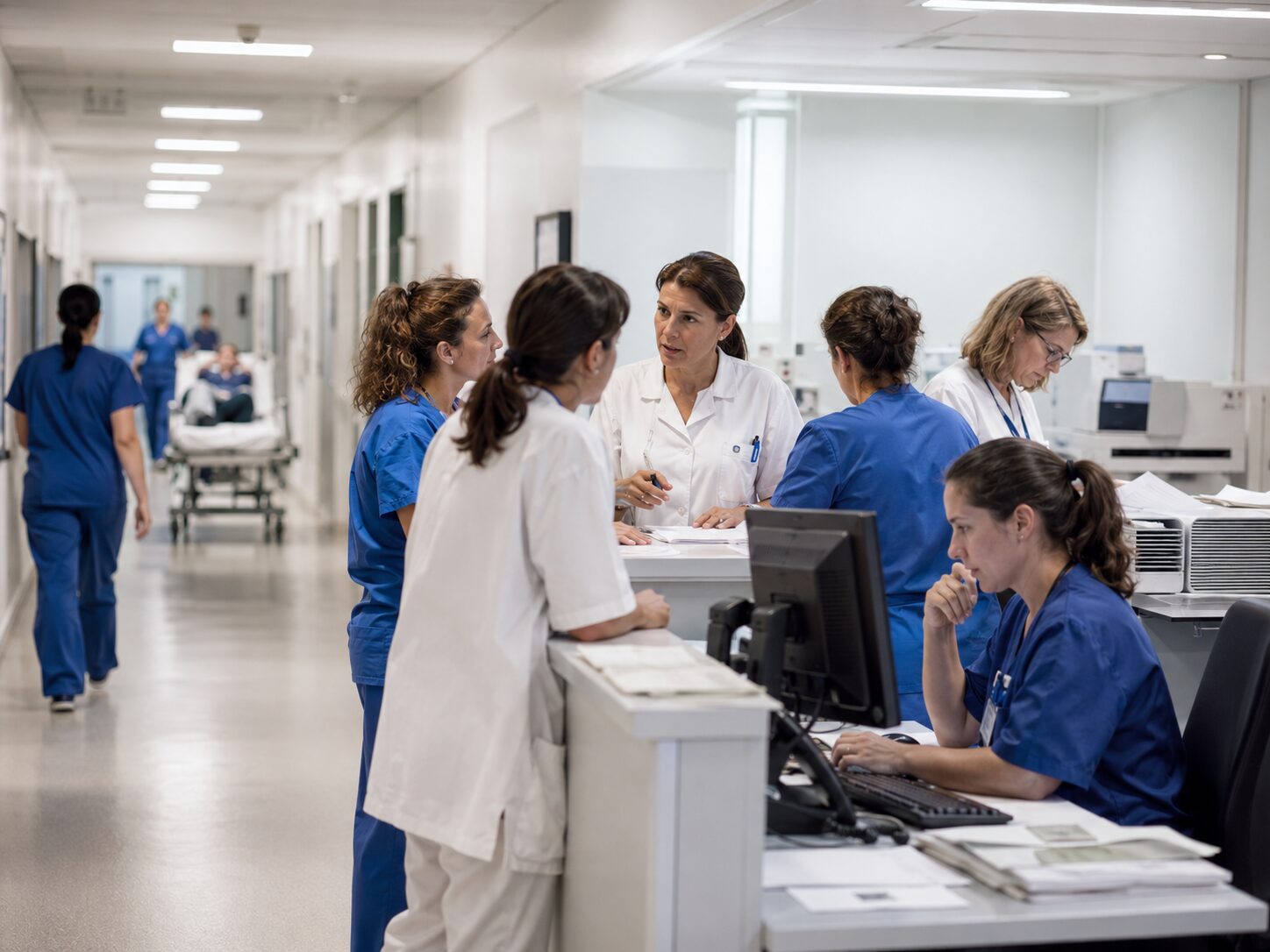 Profesionales sanitarios coordinando un proceso asistencial