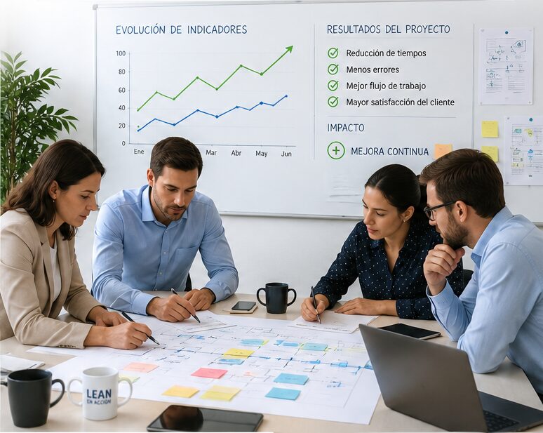 Equipo participando en un programa corporativo de formación Lean