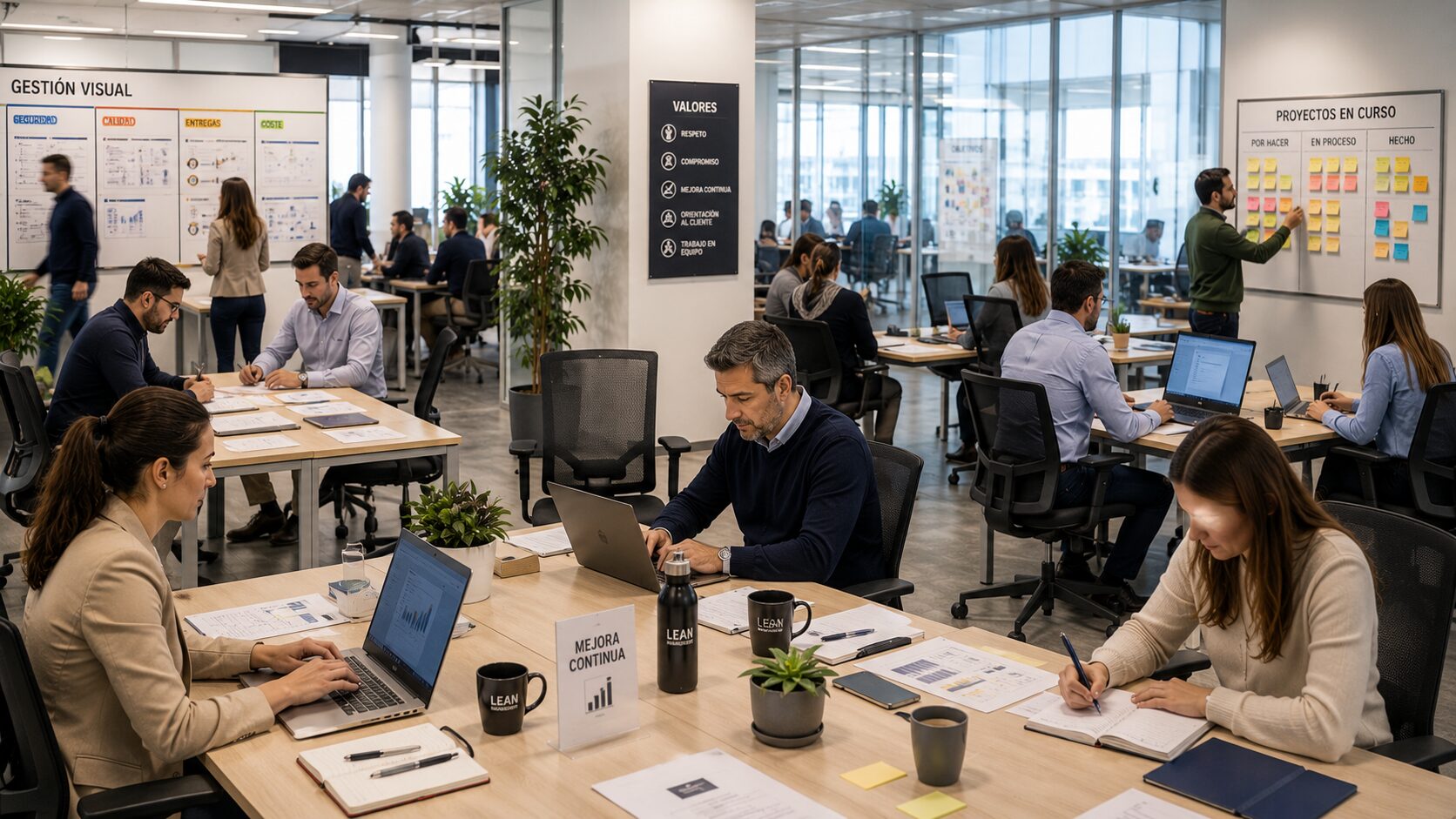 Equipo realizando formación Lean